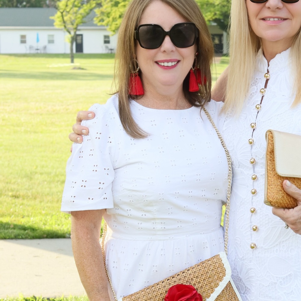 Ann Taylor White Tiered Midi eyelet dress